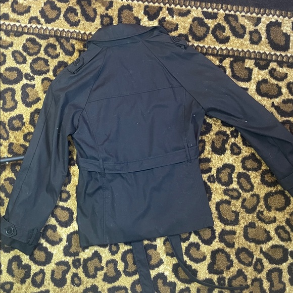 MK&M Black Cropped Trench Coat Belted Short Jacket Size Small – Trending Style - Picture 6 of 6